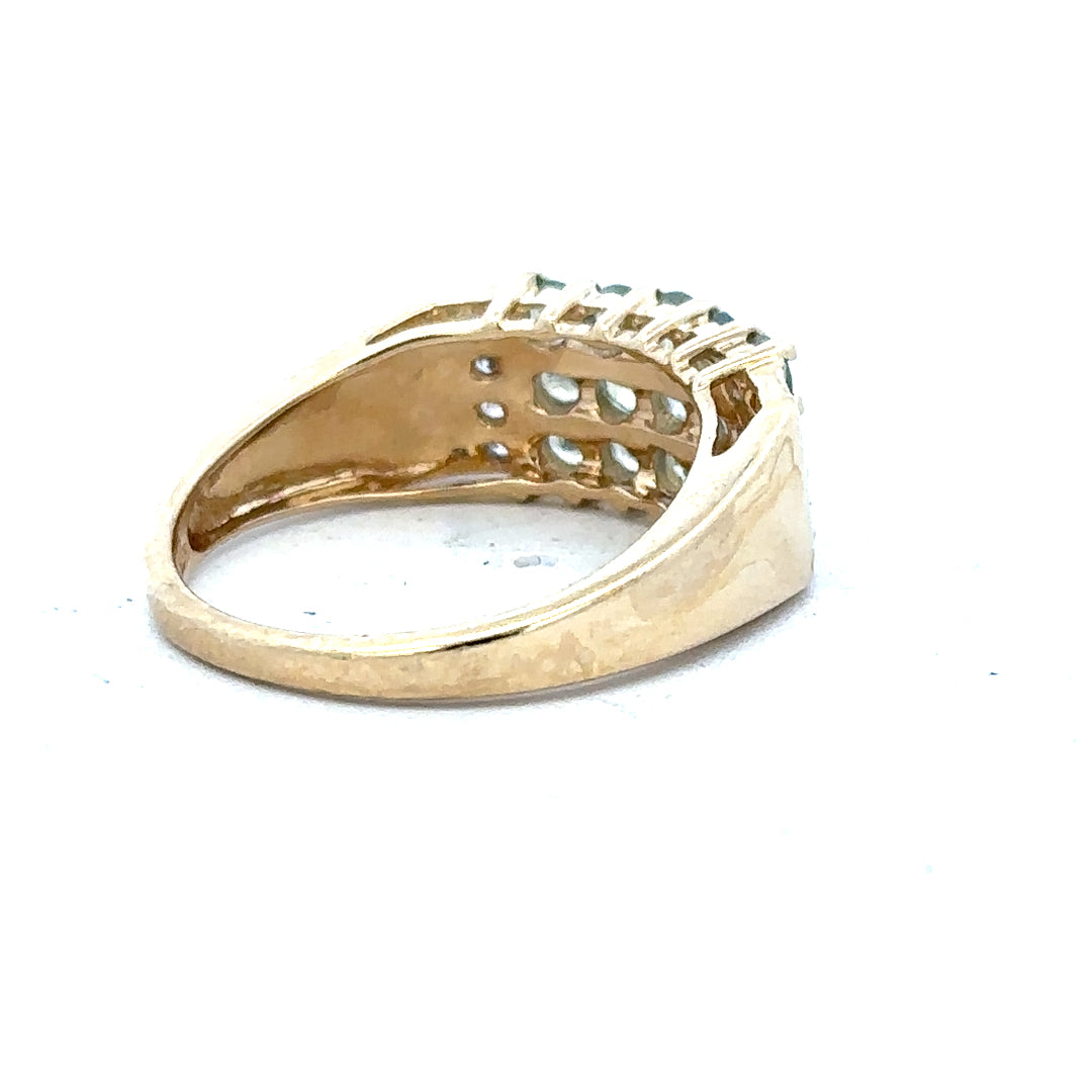 14ct yellow gold ring in size P, unbranded, with a smooth polished finish and classic design.