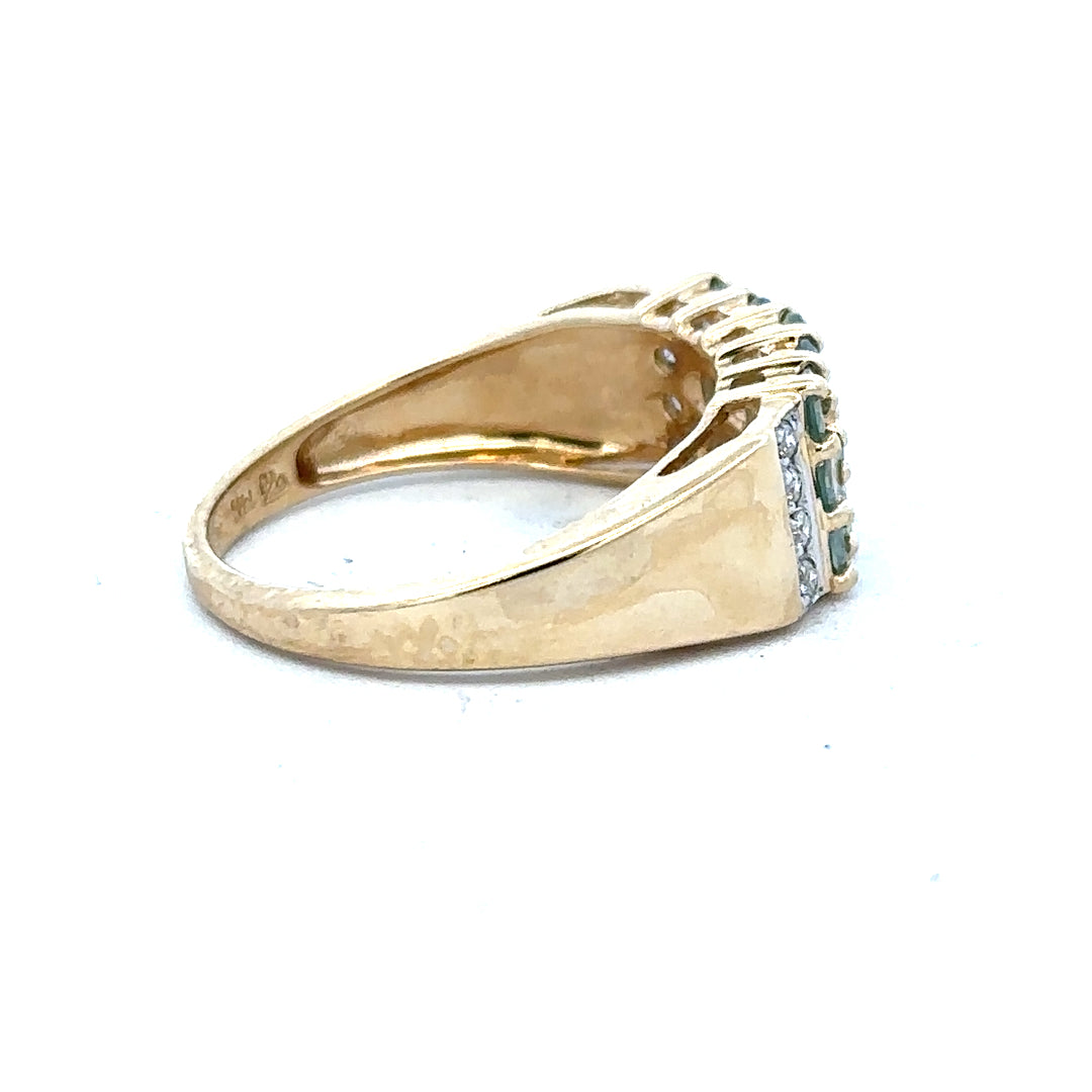 14ct yellow gold ring in size P with a smooth band, unbranded jewelry, detailed close-up of the gold finish and craftsmanship.