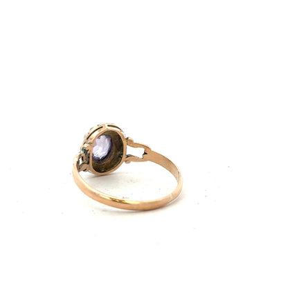 14ct yellow gold ring in size T with a smooth band, unbranded jewelry piece.
