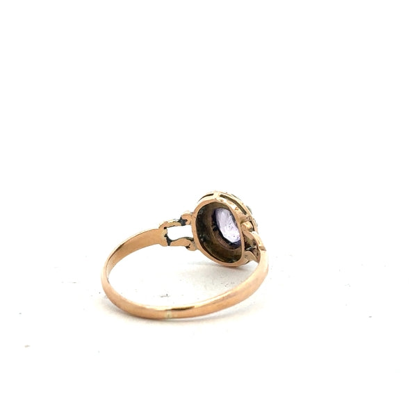 14ct yellow gold ring in size T with a smooth band, unbranded jewelry piece displayed on a neutral background.