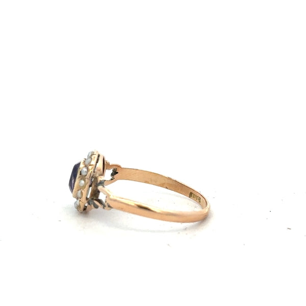 14ct yellow gold ring in size T with a smooth band, unbranded jewelry, detailed close-up of the gold ring.