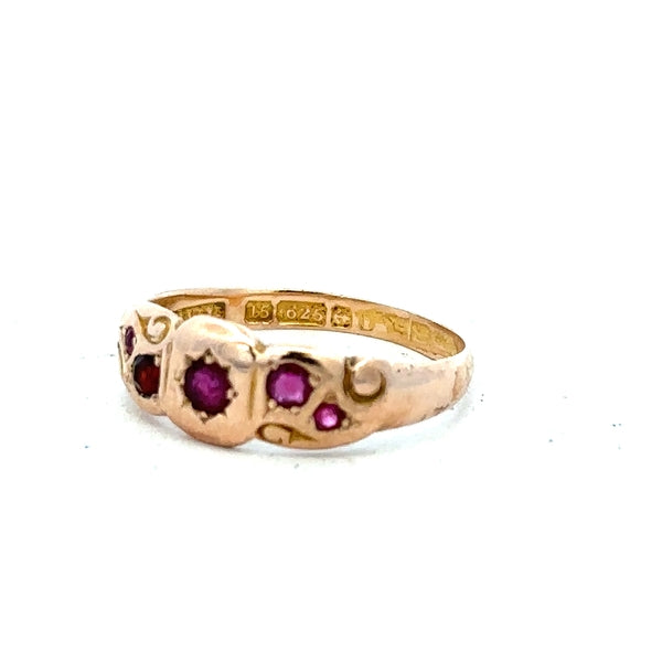 15ct yellow gold ring in size L1/2, unbranded, with a smooth band, shown on a plain background