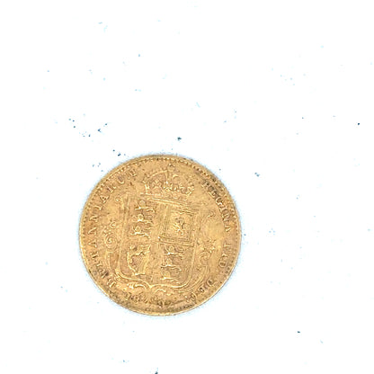 1892 half sovereign coin, 4g, unbranded, vintage gold coin with detailed design and historical markings.
