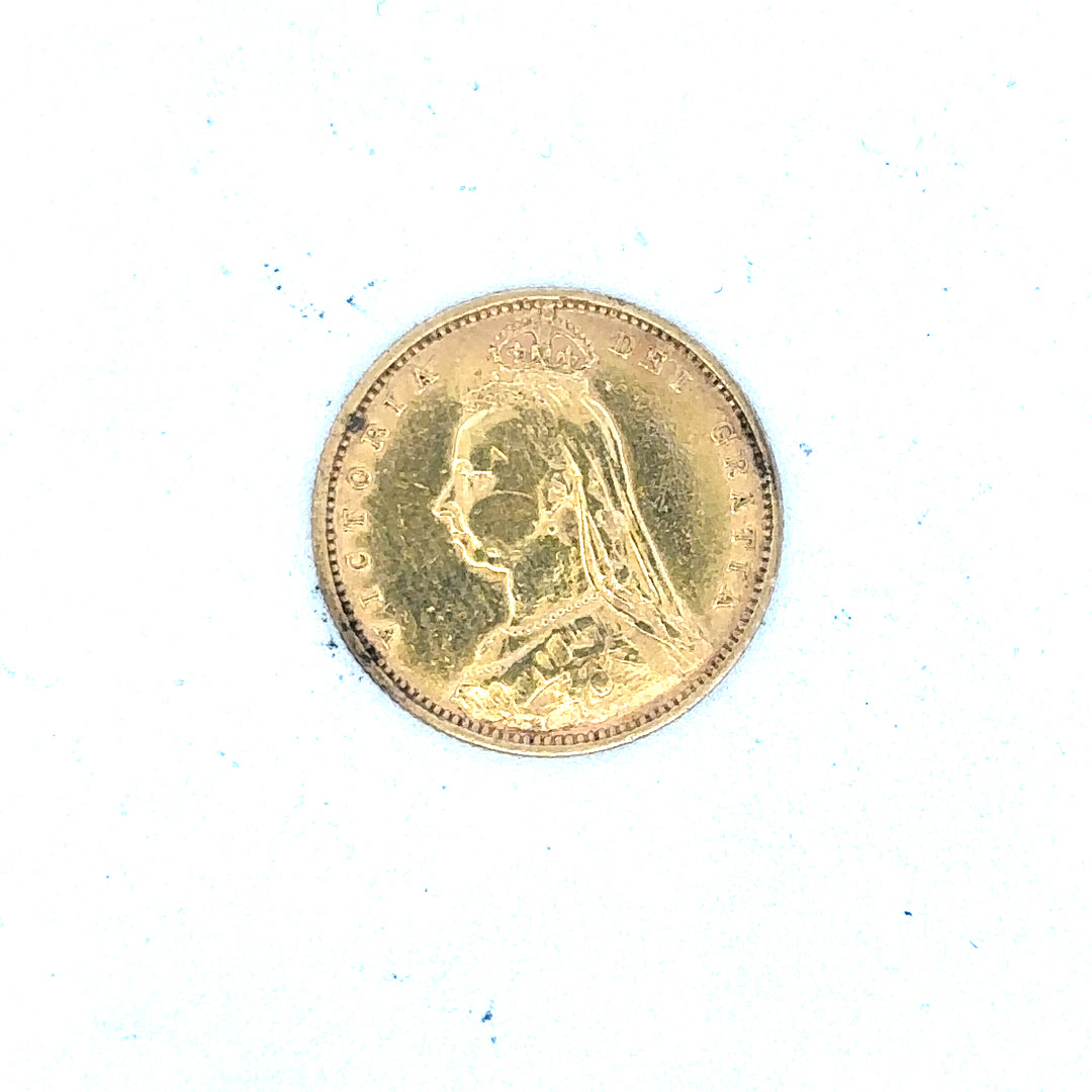 1892 half sovereign coin, 4g, featuring historical design, unbranded collectible gold coin with detailed obverse and reverse images.