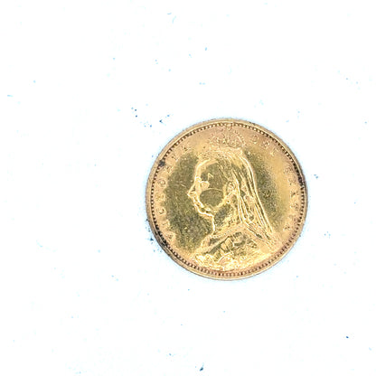 1892 half sovereign coin, 4g, vintage gold coin with detailed design, unbranded, showing intricate historical engravings