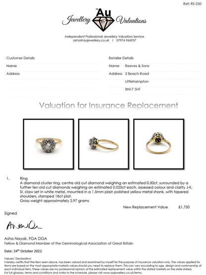 18ct 0.55 carat diamond cluster ring with a sparkling diamond design, showcasing a luxurious and elegant jewelry piece.