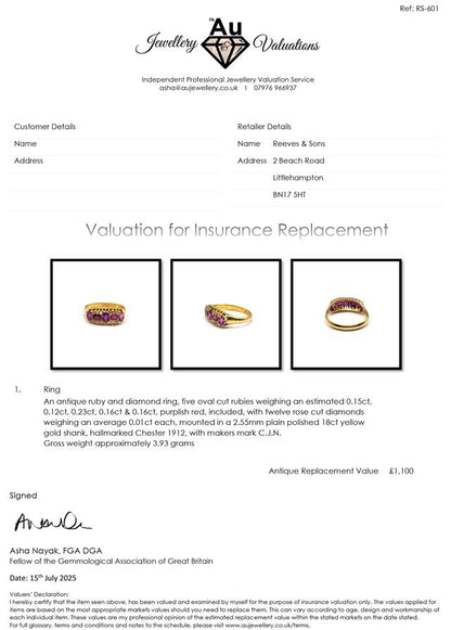 18ct ruby and diamond ring with a gold band, showcasing vibrant red rubies and sparkling diamonds in an elegant jewelry piece