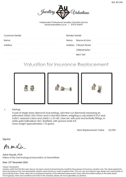 18ct white gold diamond earrings with 1.17 carats, featuring sparkling round-cut diamonds and elegant design.