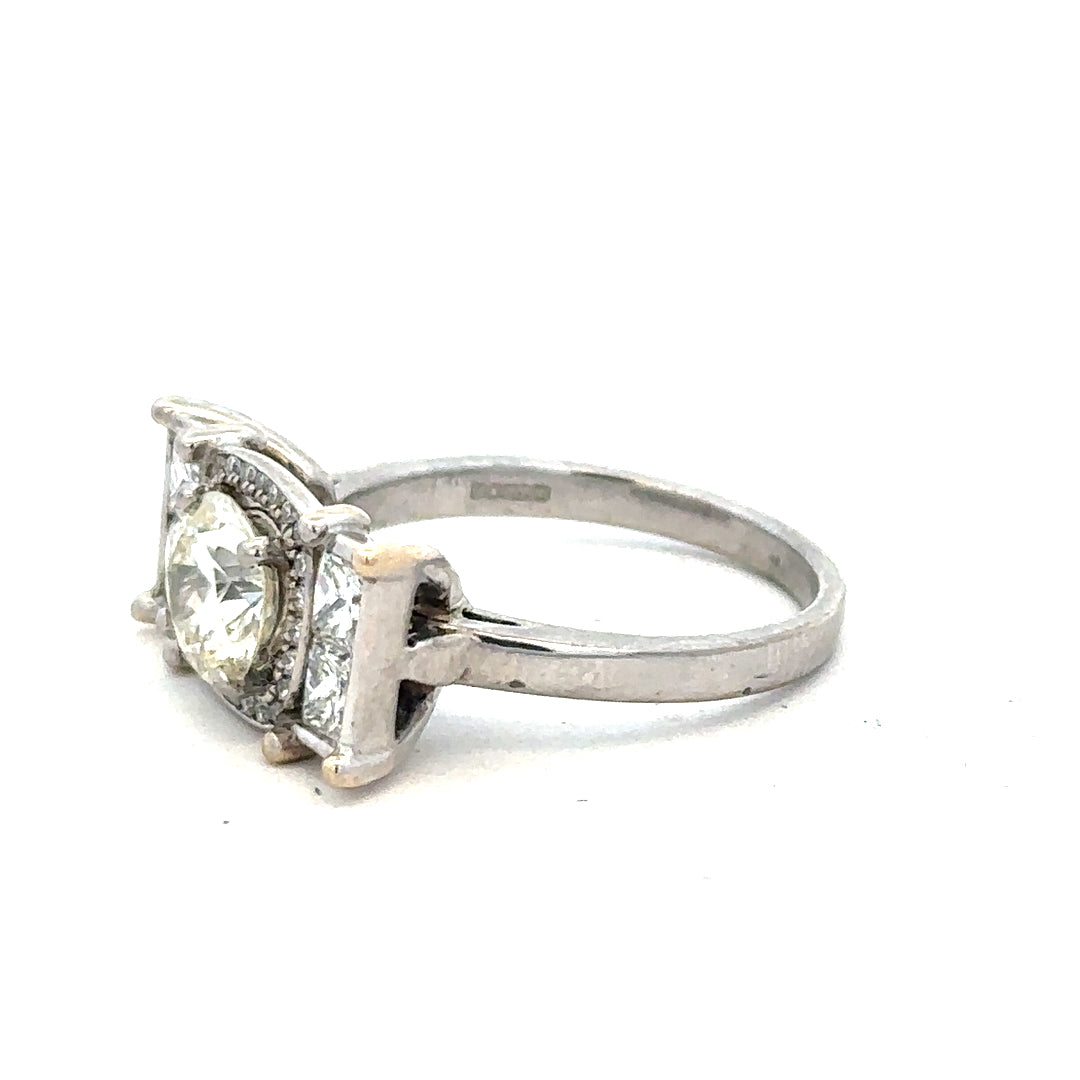 18ct white gold diamond ring with 1.35 carats of sparkling diamonds, showcasing elegant craftsmanship and a classic design.