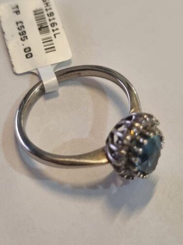 18ct white gold ring featuring a pear-shaped 1.90 carat topaz and 0.40 carat diamonds, elegant jewelry piece.