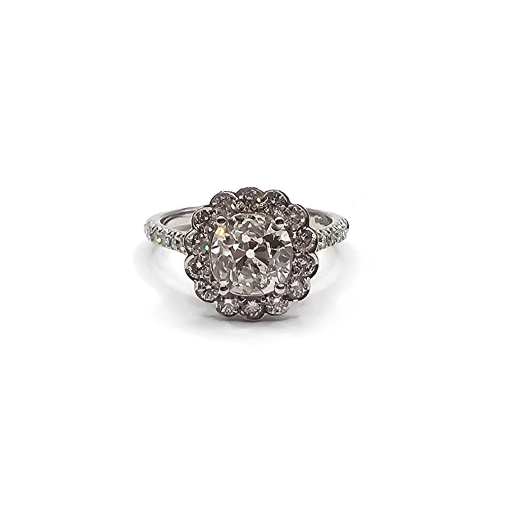 18ct white gold diamond ring with 2.69 carats of sparkling diamonds, size N, featuring a sleek and elegant design.