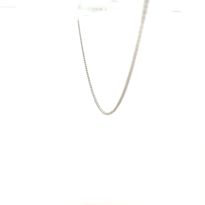 18ct white gold chain weighing 2.5g, featuring a delicate link design, displayed against a plain background.