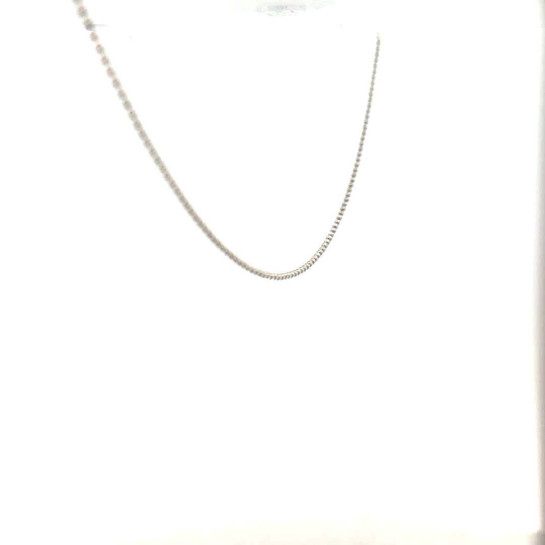 18ct white gold chain, 2.5g, with a sleek design, displayed on a plain background showcasing its polished appearance.