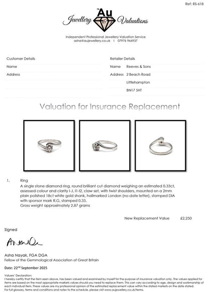 18ct white gold diamond ring with sparkling diamonds, showcasing elegant design and fine craftsmanship.