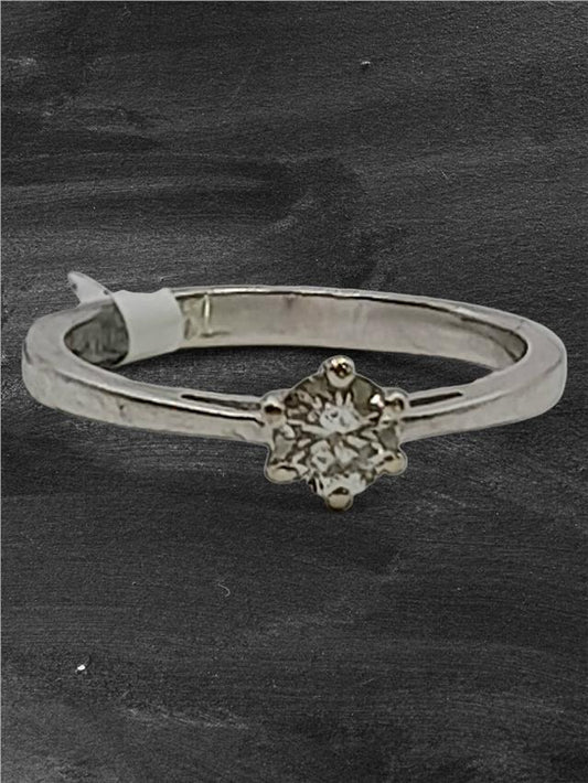 18ct white gold diamond ring in size I 1/2, featuring a sparkling diamond setting and elegant design.