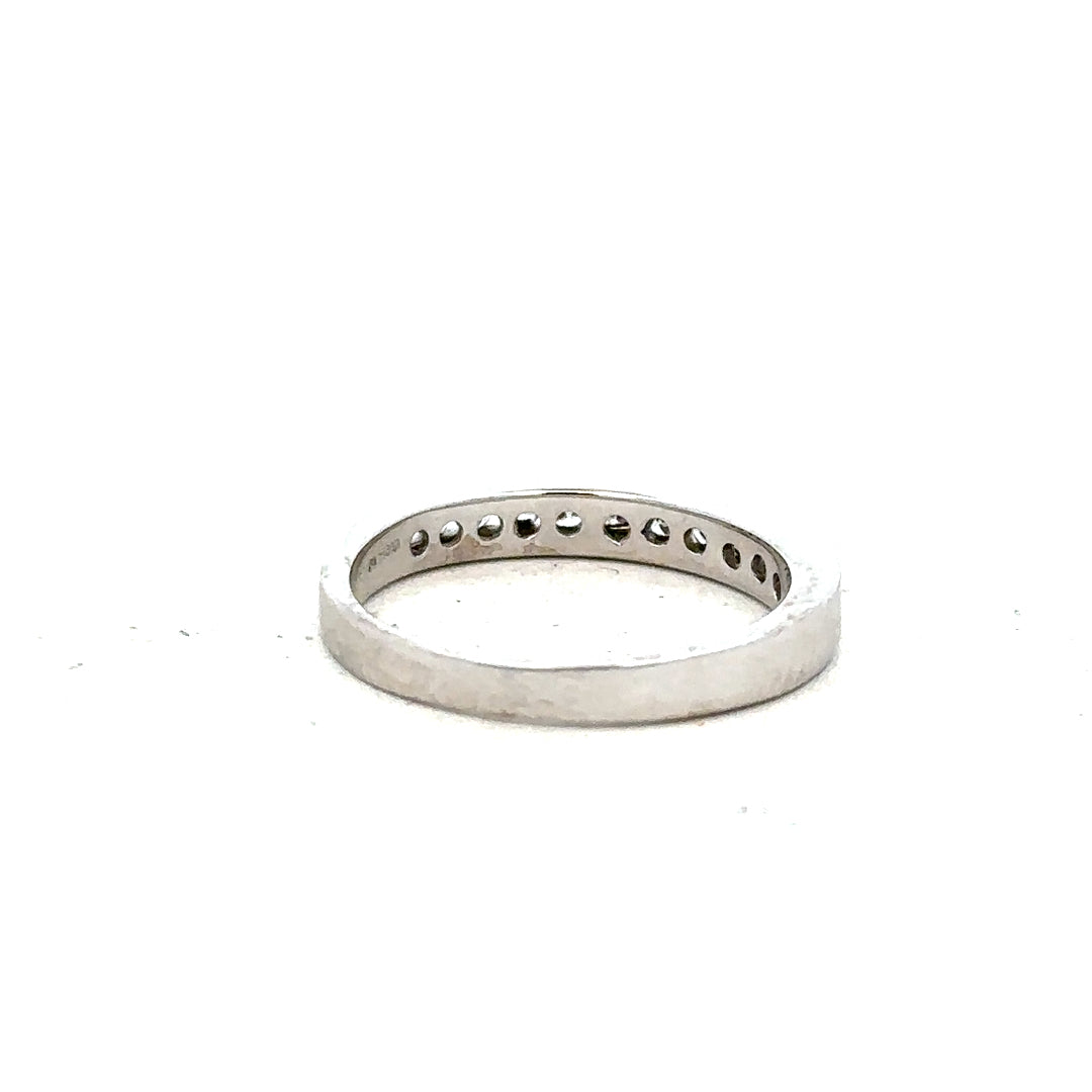 18ct white gold diamond ring in size J with sparkling diamonds, showcasing a delicate and elegant jewelry design.