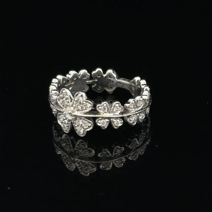 18ct white gold diamond ring in size N with sparkling diamonds, showcasing elegant craftsmanship and a sleek, polished finish.