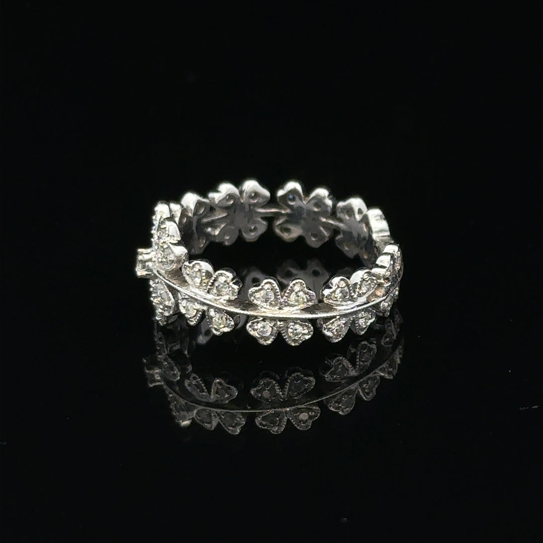 18ct white gold diamond ring in size N with sparkling central diamond and elegant band, unbranded jewelry.