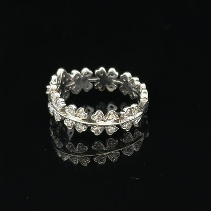 18ct white gold diamond ring in size N with sparkling diamonds, elegant jewelry piece featuring a sleek band and intricate design.