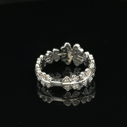 18ct white gold diamond ring in size N with sparkling diamonds, showcasing elegant jewelry craftsmanship.