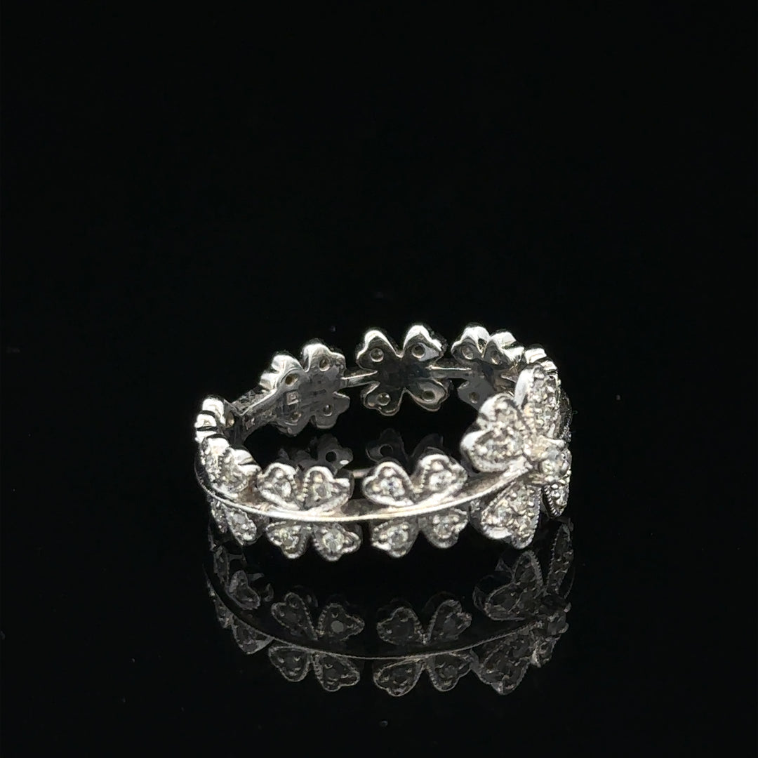 18ct white gold diamond ring in size N with a sparkling central diamond and delicate band design.
