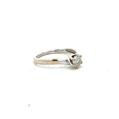 18ct white gold diamond ring in size N with sparkling diamonds, featuring a sleek and elegant design.