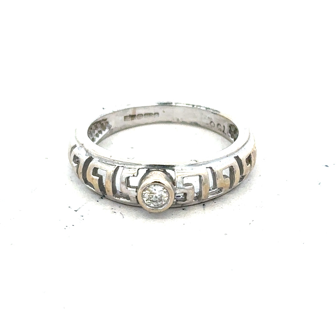 18ct white gold diamond ring size N with sparkling diamonds, unbranded, showcasing elegant jewelry design and fine craftsmanship.