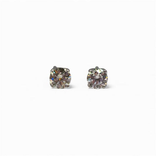 18ct white gold diamond stud earrings with round-cut diamonds, elegant and sparkling jewelry for special occasions.