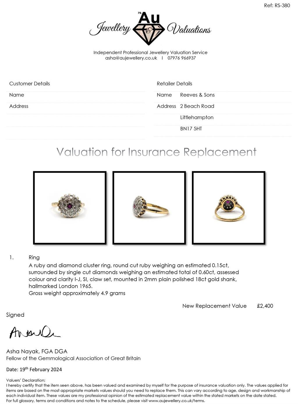 18ct yellow gold ruby and diamond cluster ring, size Q, featuring a 0.15 carat ruby and 0.60 carat diamonds.