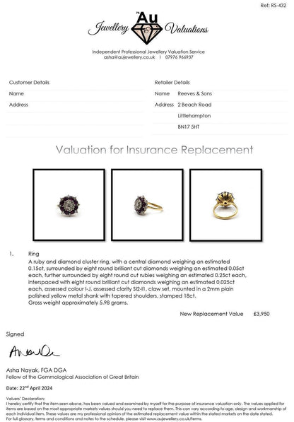 18ct yellow gold ring with a 0.25 carat ruby and 0.90 carat diamond, showcasing a elegant gemstone design.