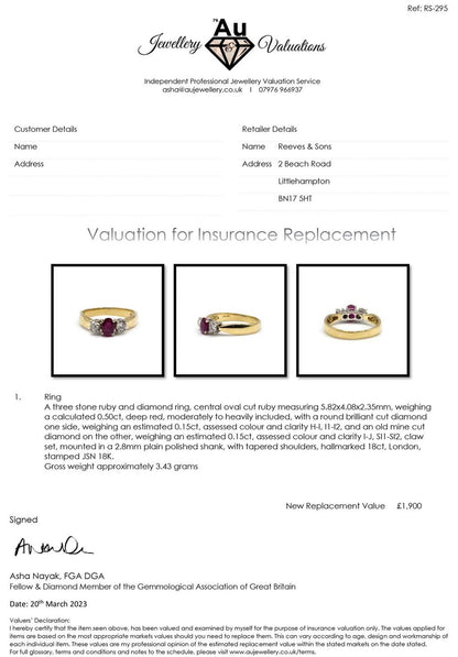 18ct yellow gold ring featuring a half-carat ruby and 0.30-carat diamonds, elegant jewelry with a classic design.