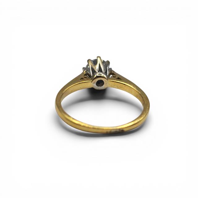 18ct yellow gold diamond ring with 1/2 carat total weight, featuring sparkling diamonds set in a classic design.