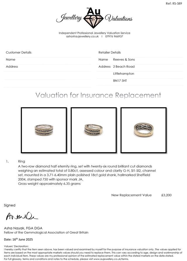 18ct yellow gold 2-row eternity diamond ring with sparkling diamonds, showcasing a luxurious and elegant design.