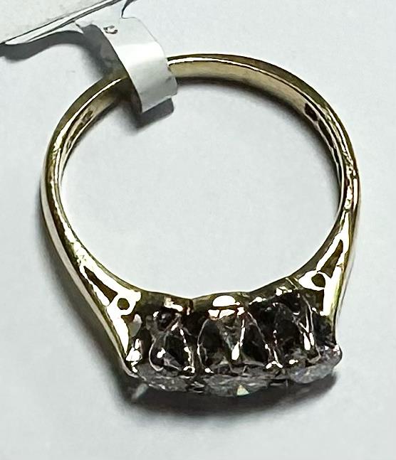 18ct yellow gold ring with three diamonds, size K, featuring a classic and elegant design.
