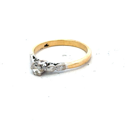 18ct yellow gold and platinum diamond ring, size M, showcasing a sparkling diamond design and elegant craftsmanship.