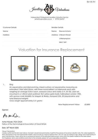 18ct yellow gold aquamarine and diamond ring with a central aquamarine gemstone and surrounding diamonds, elegant jewelry piece