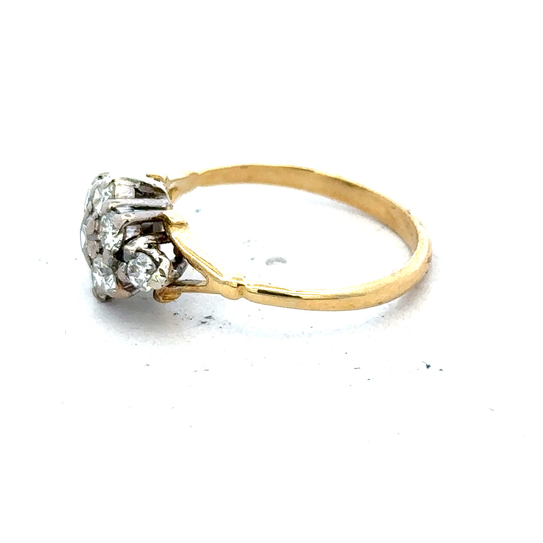 18ct yellow gold diamond cluster ring with sparkling diamonds set in a classic design.