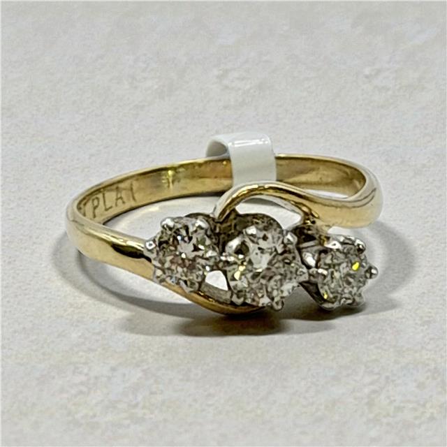 18ct yellow gold diamond ring in size J with 2.4g, featuring sparkling diamonds, unbranded jewelry piece.