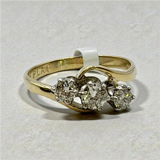 18ct yellow gold diamond ring in size J with 2.4g, featuring sparkling diamonds, unbranded jewelry piece.
