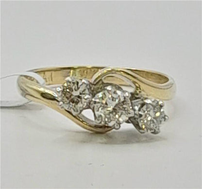 18ct yellow gold diamond ring in size J, featuring a sleek design and sparkling diamonds, weighing 2.4g.