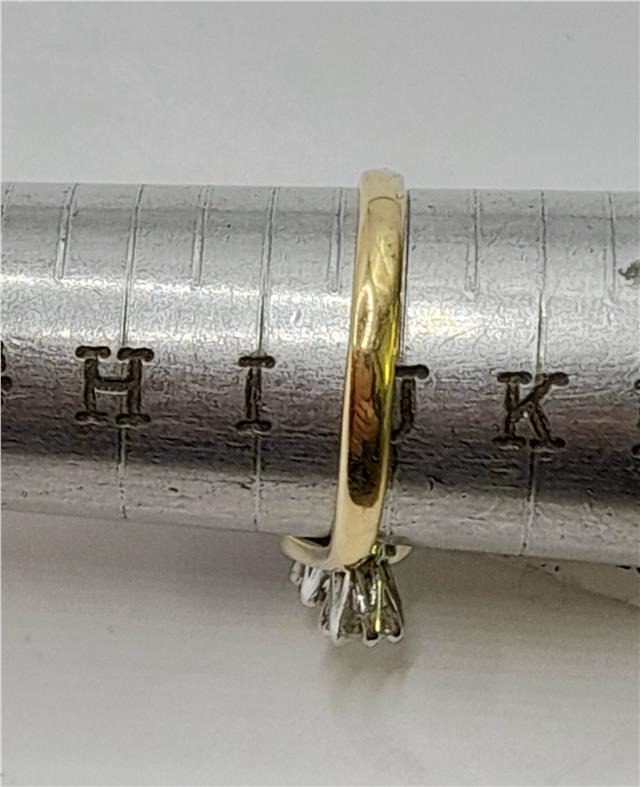 18ct yellow gold diamond ring, size J, 2.4g, featuring sparkling diamonds on a classic band.
