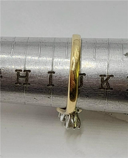 18ct yellow gold diamond ring, size J, 2.4g, featuring sparkling diamonds on a classic band.