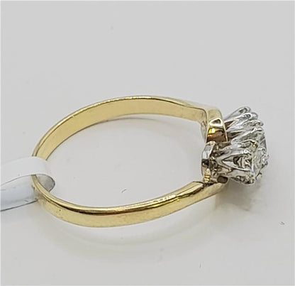 18ct yellow gold diamond ring, size J, with sparkling diamonds, weighing 2.4g, unbranded jewelry for elegant wear