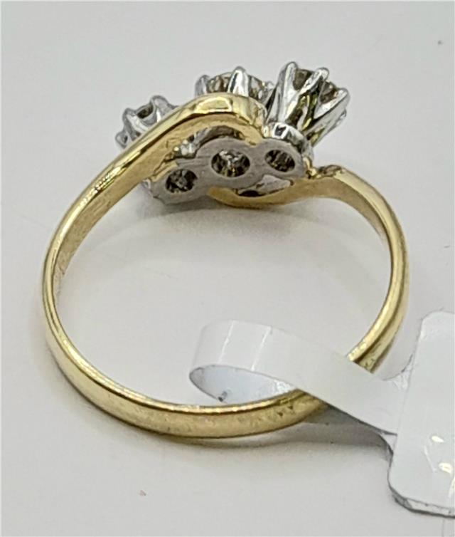 18ct yellow gold diamond ring, size J, featuring sparkling diamonds, weighing 2.4g, unbranded jewelry accessory.