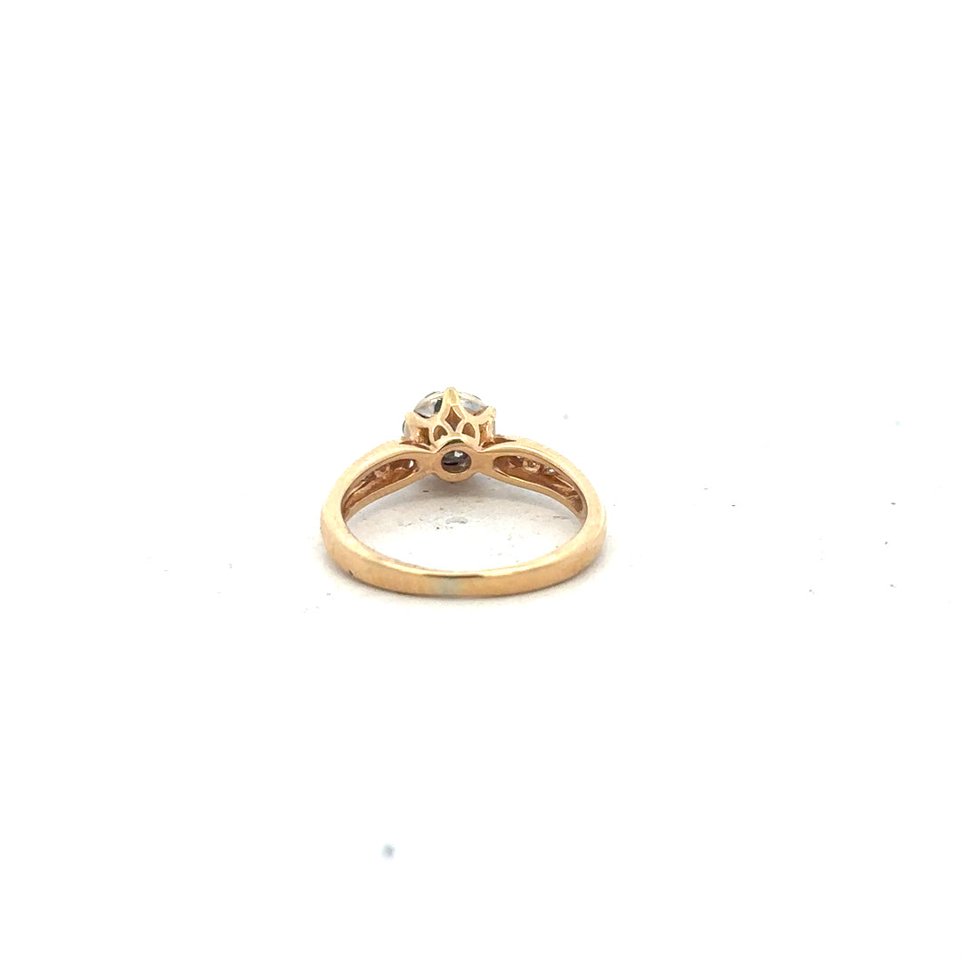 18ct yellow gold diamond ring in size J with sparkling diamonds, showcasing fine craftsmanship and elegant design.