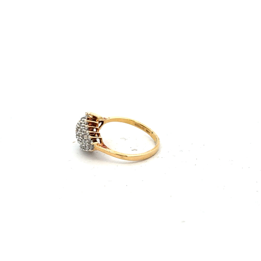 18ct yellow gold diamond ring in size J with sparkling diamonds, featuring a classic and elegant design.