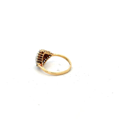 18ct yellow gold diamond ring in size J with sparkling diamonds, showcasing elegant craftsmanship and classic design.