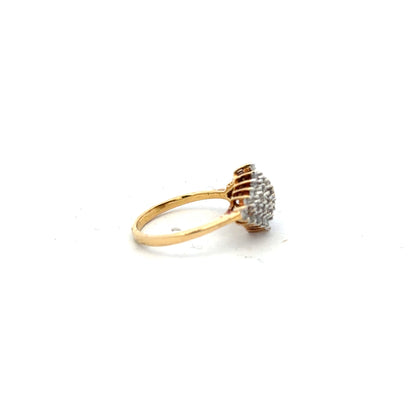 18ct yellow gold diamond ring in size J with sparkling diamonds, elegant and classic jewelry piece.