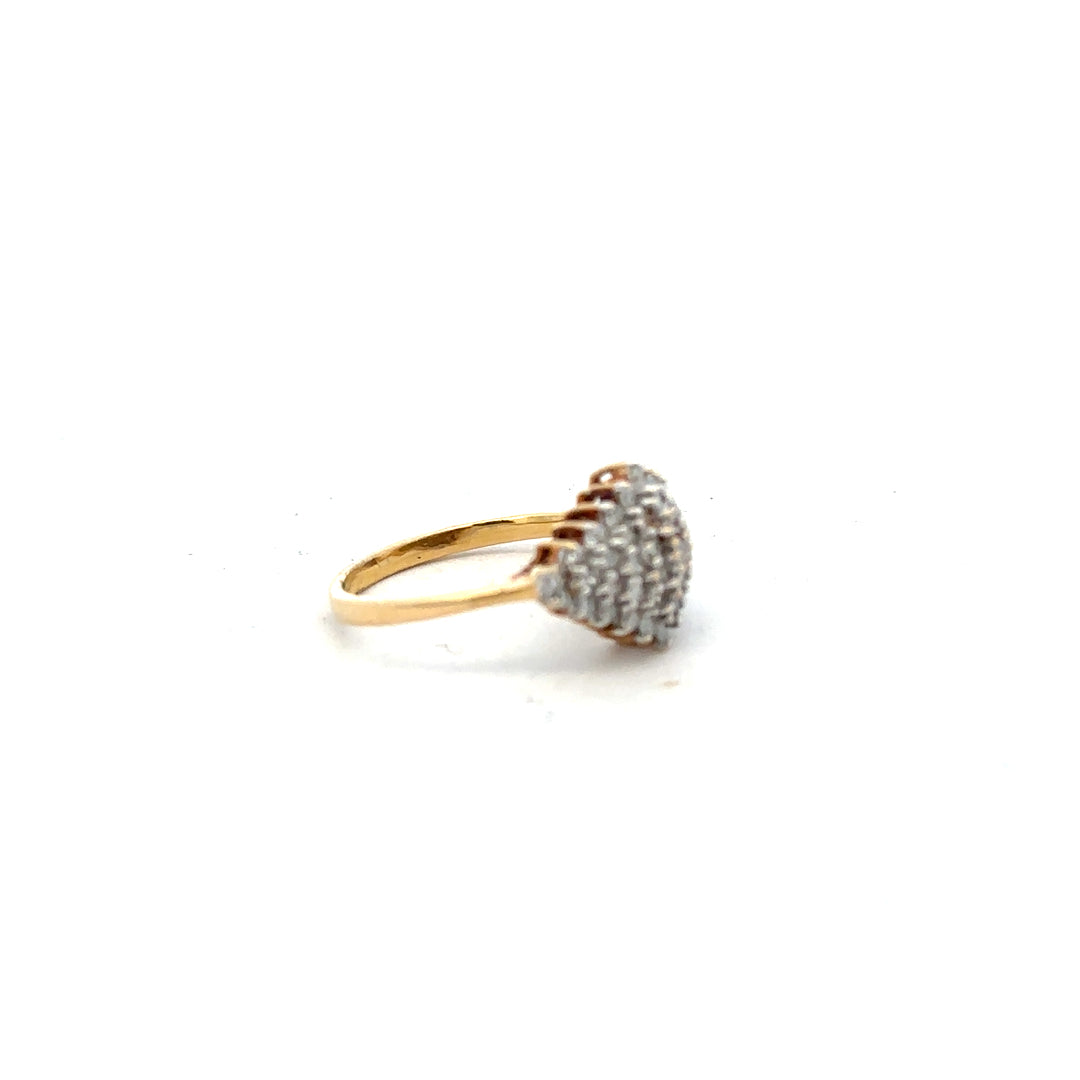 18ct yellow gold diamond ring size J with sparkling diamonds, showcasing a sleek and elegant design.