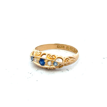 18ct yellow gold diamond ring in size J with sparkling diamonds, showcasing fine craftsmanship and elegant design.